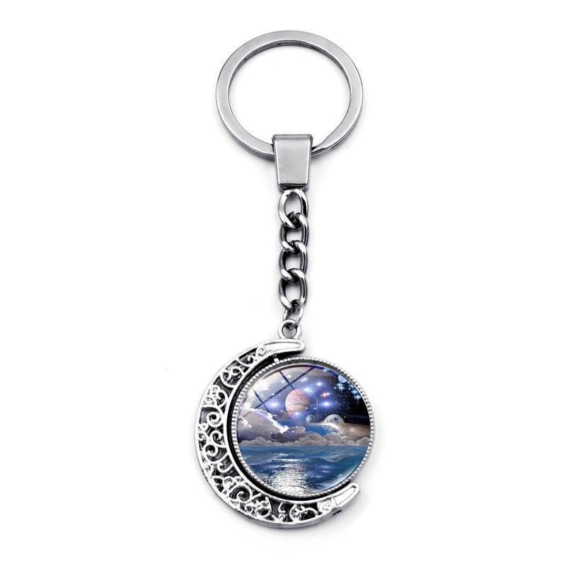 Мистическое звездное небо Двусторонний вращающийся кулон-брелок в виде луны Креативный дизайн